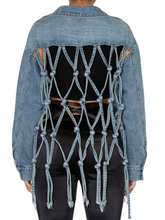 Load image into Gallery viewer, Knot Your Average Fringe Denim Jacket